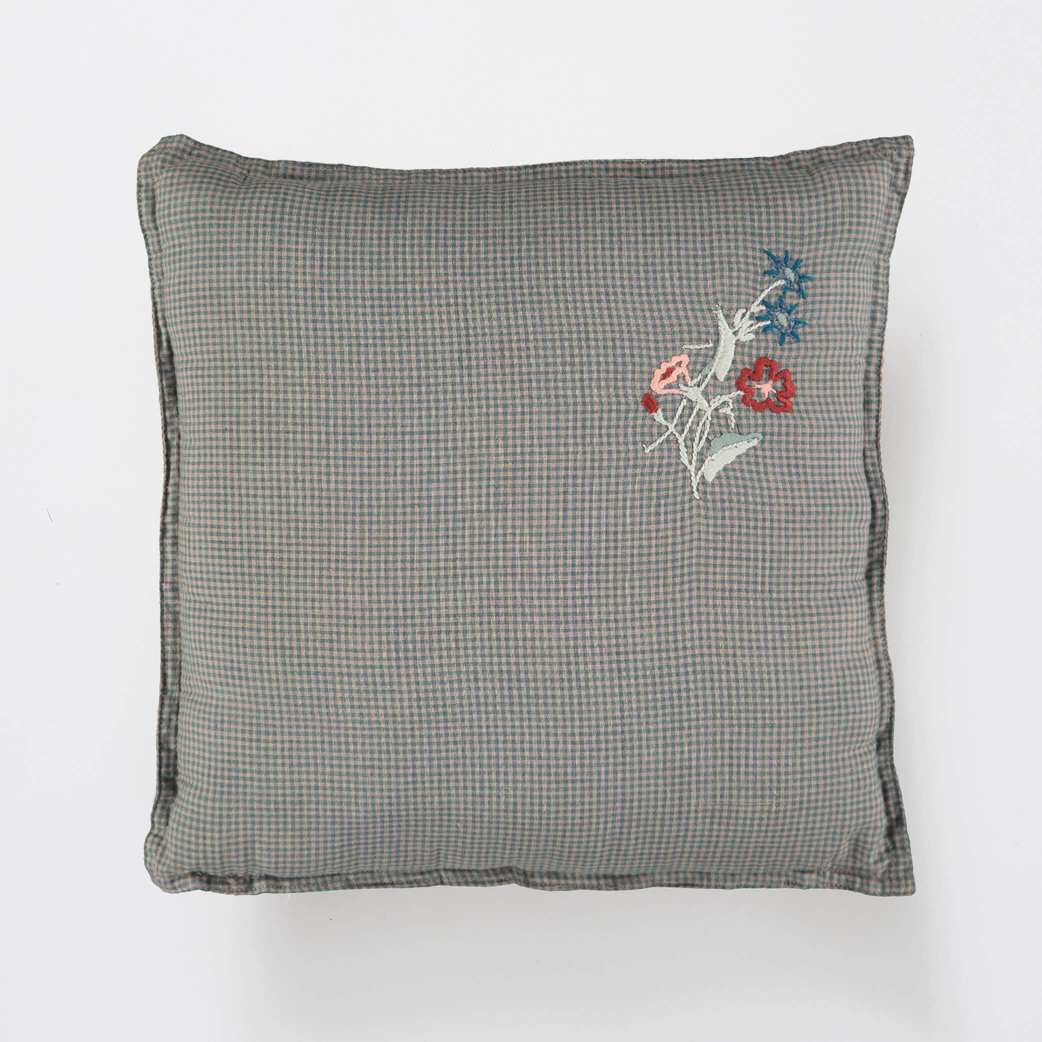 Camomile Padded Cushion - Mini Gingham
