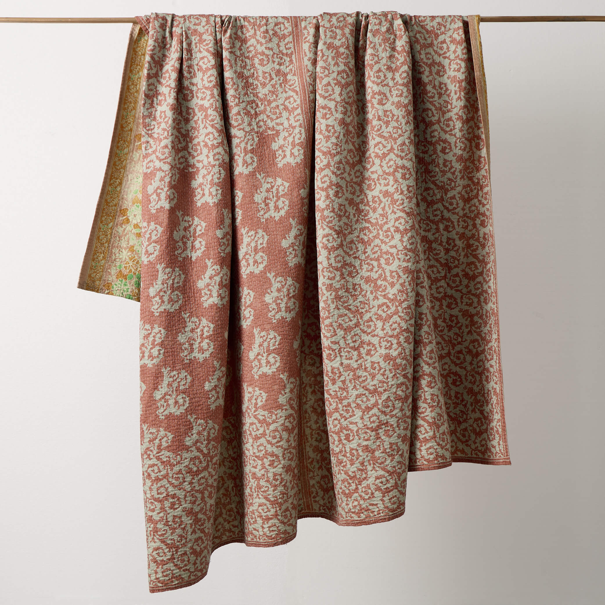 Kantha floral reversible throw