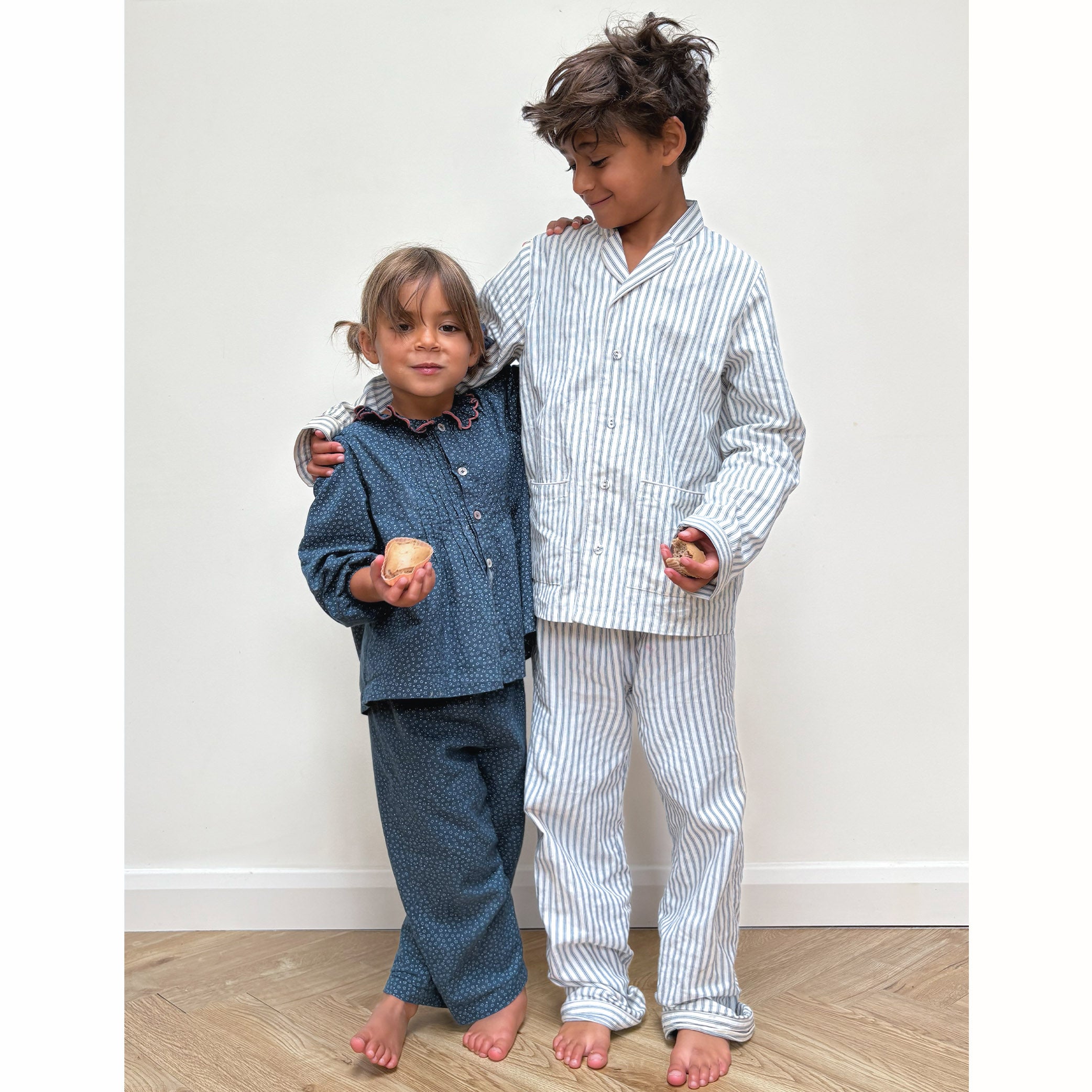 Blue Ticking Stripe Unisex Pyjama set