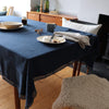 Washed Linen Cotton Tablecloth with Lace edge - Midnight