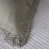 Washed Linen Cotton  Oxford Pillowcase with Lace Edge - Olive