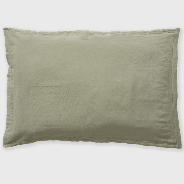 Washed Linen Cotton Oxford Pillowcase - Olive