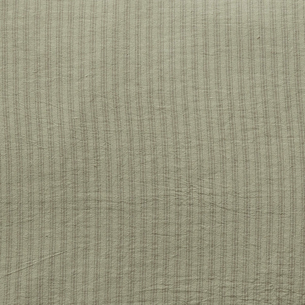 Washed Linen Cotton Ticking Stripe Duvet Cover - Olive