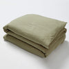 Washed Linen Cotton Ticking Stripe Duvet Cover - Olive