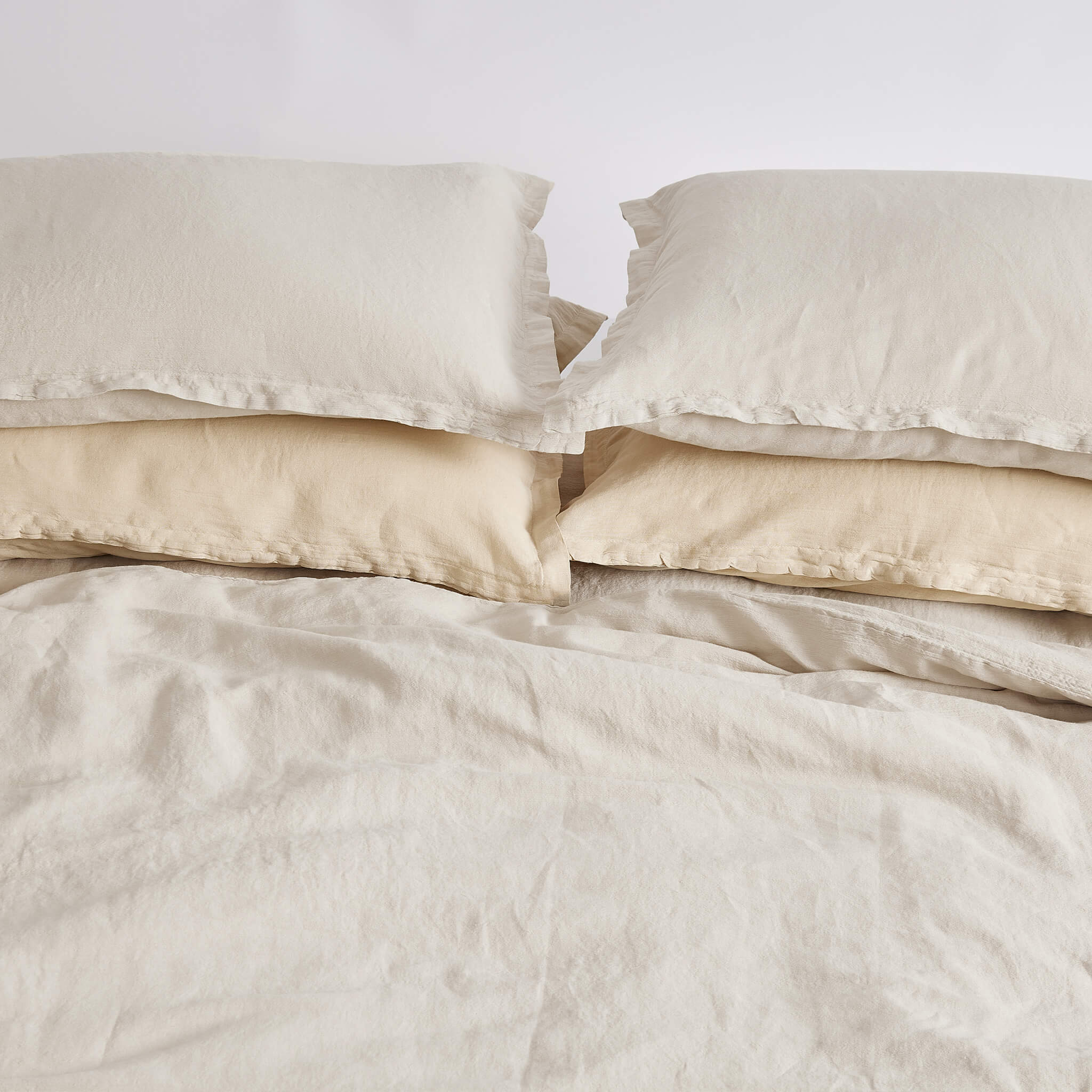 Washed Linen Cotton Fitted Sheet  - Putty