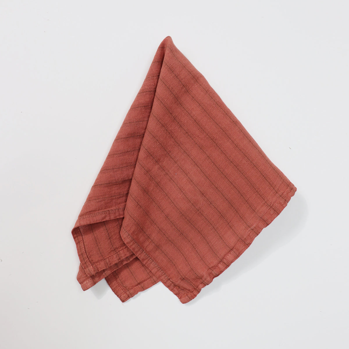 Washed Linen Cotton Ticking Stripe Napkin - Red Rust