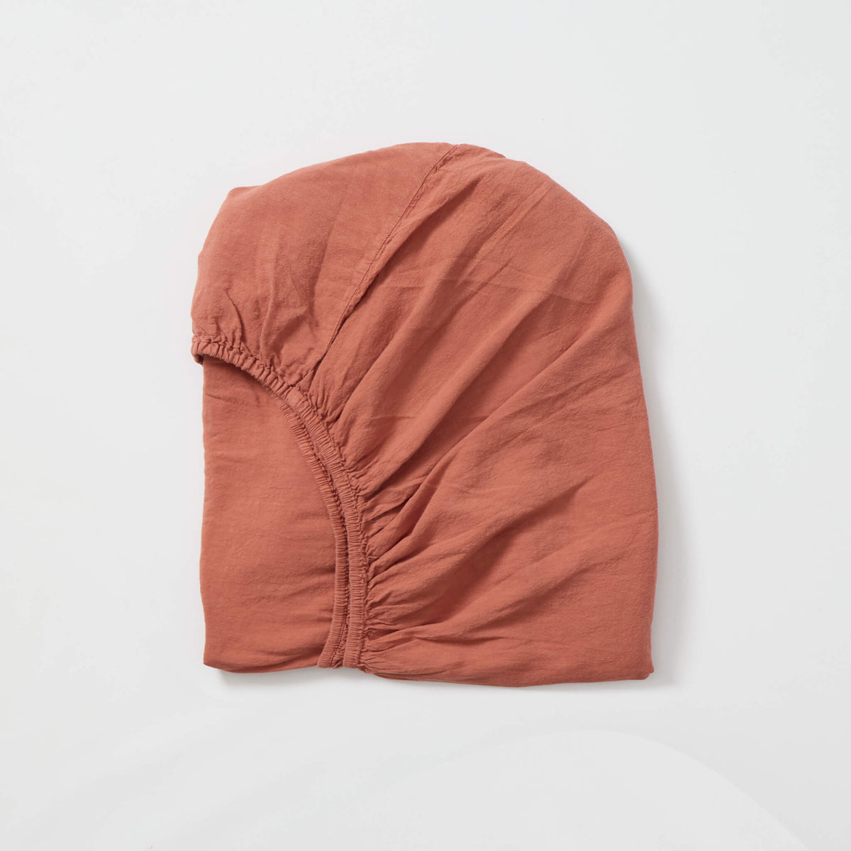 Washed Linen Cotton Fitted Sheet  - Rust Red