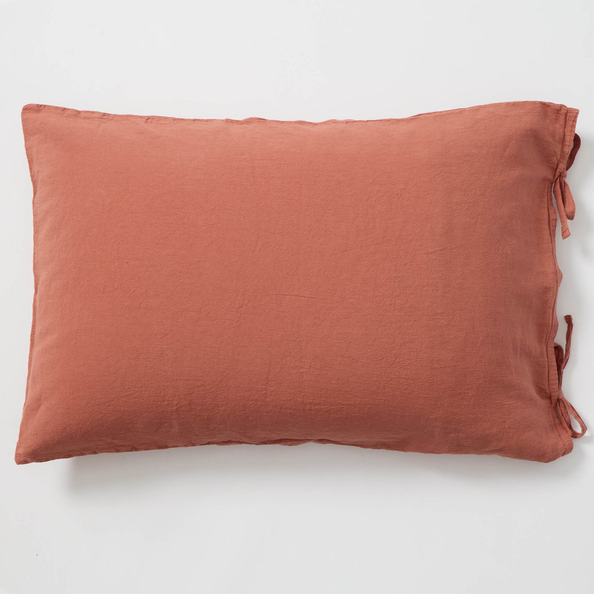 Washed Linen Cotton Pillowcase - Rust Red