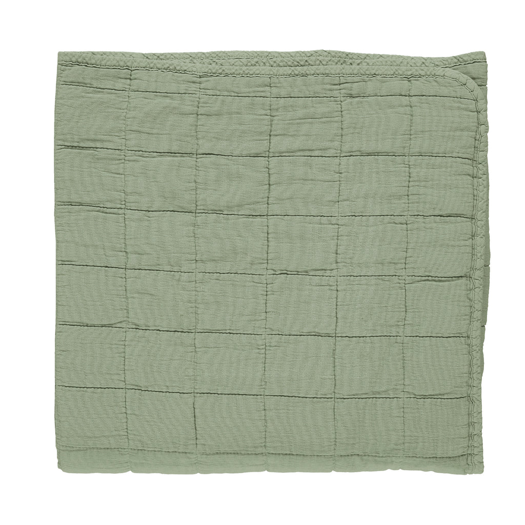 Square Quilted Gauze Blanket - Sage