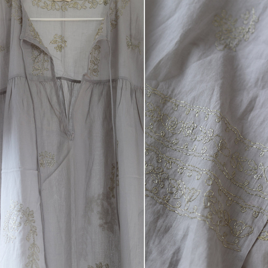 Hand Embroidered Cotton Voile Kaftan Dress