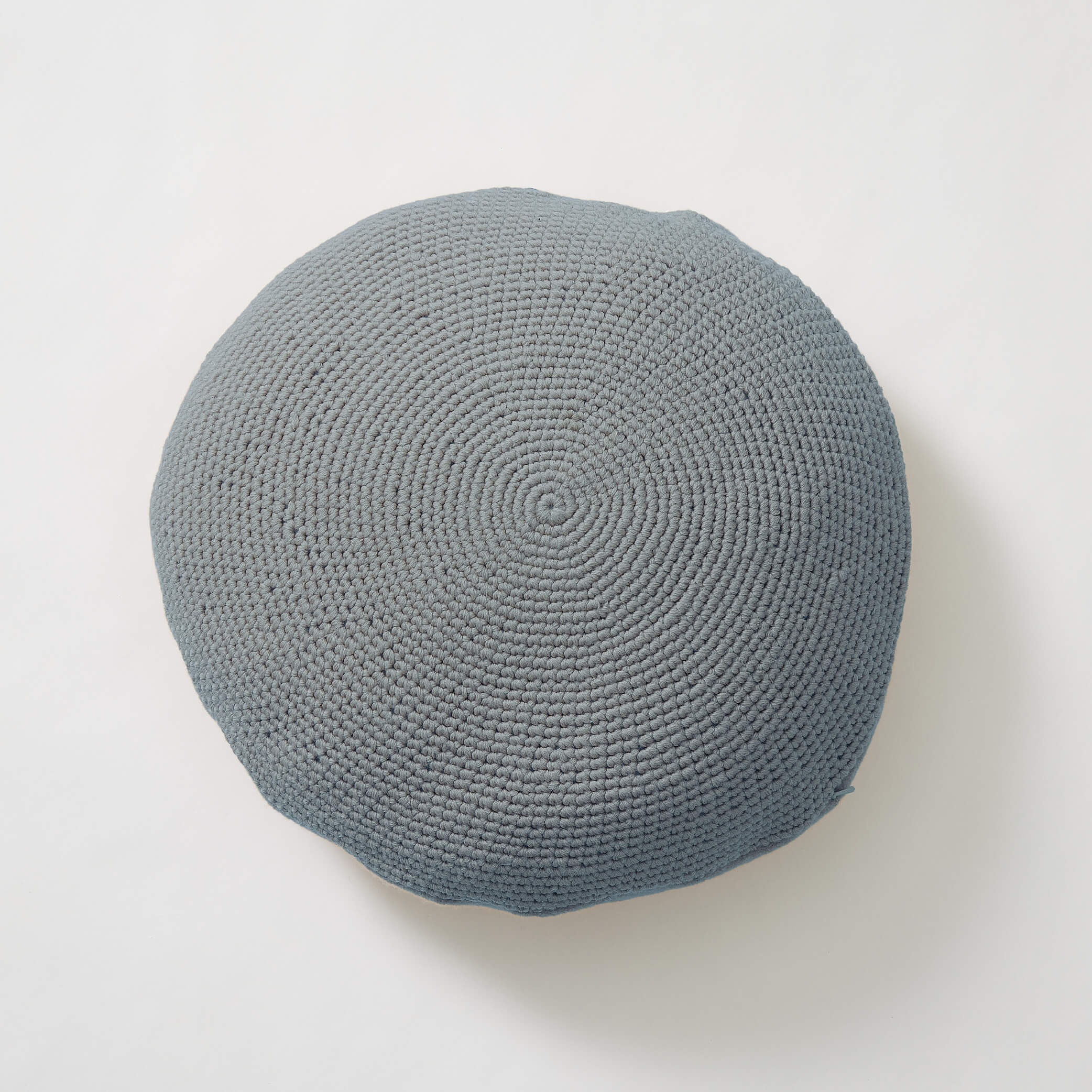 Crochet Circular  Wool Cushion - Smokey Blue