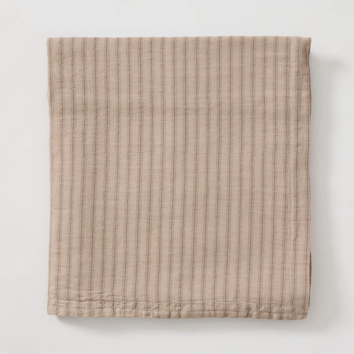 Washed Linen Cotton Ticking Stripe Tablecloth  - Soft Rose