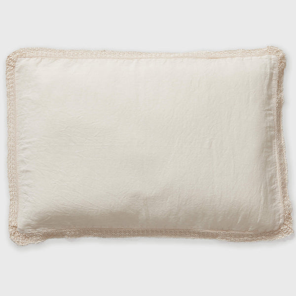 Washed Linen Cotton  Oxford Pillowcase with Lace Edge - Soft Shell