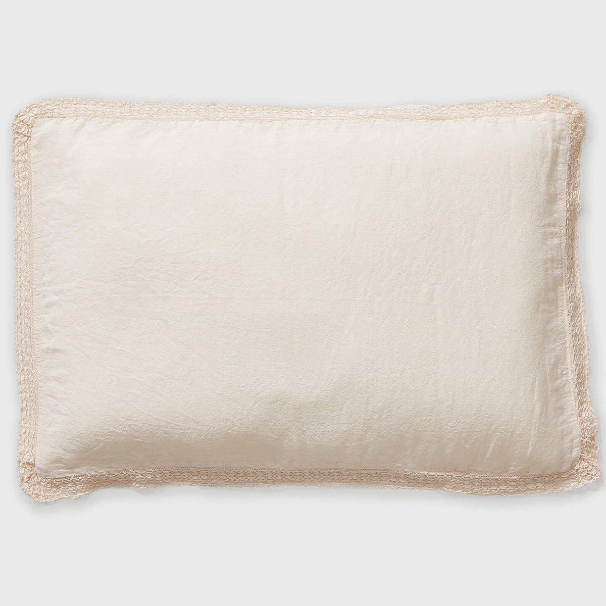 Washed Linen Cotton  Oxford Pillowcase with Lace Edge - Soft Shell