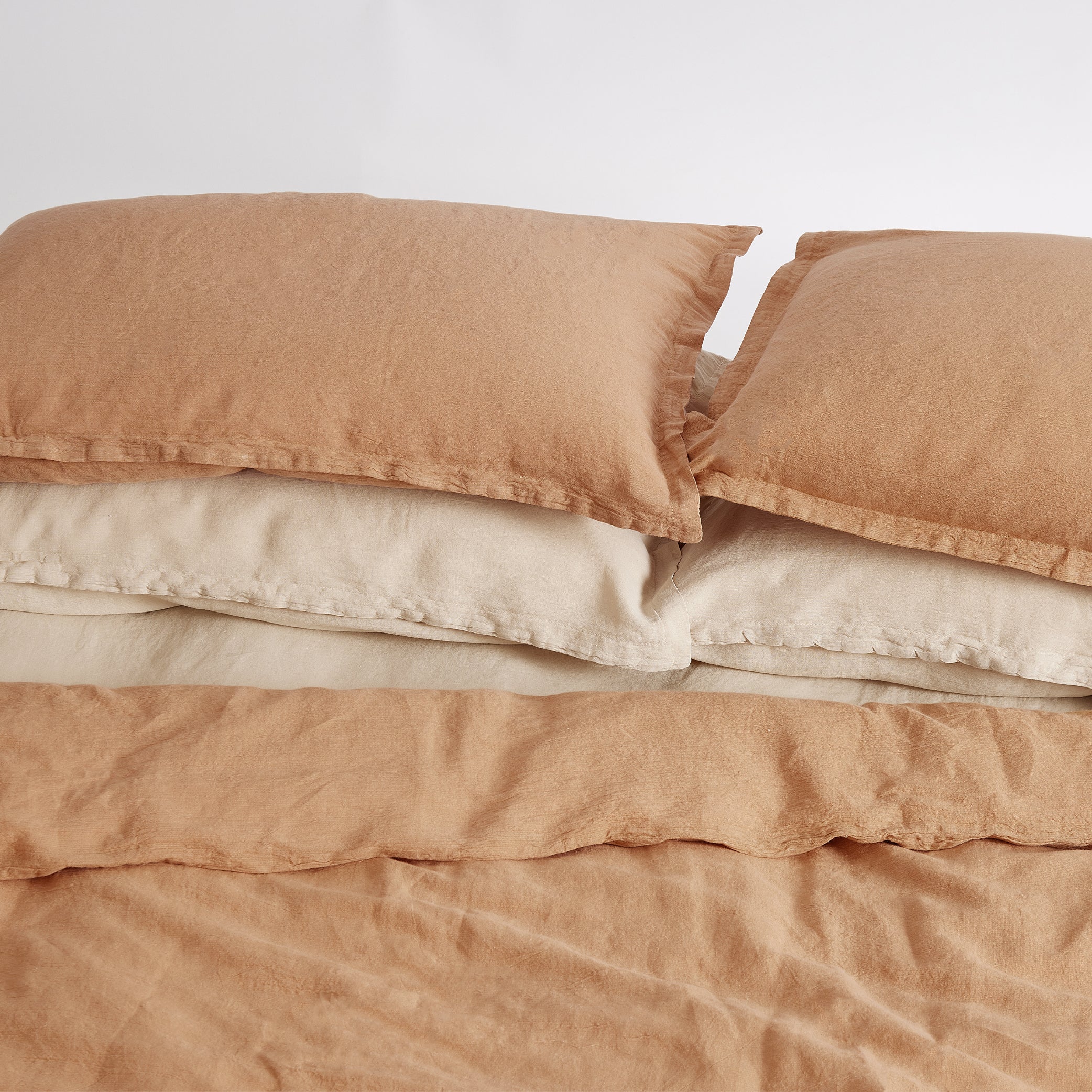 Washed Linen Cotton Oxford Pillowcase - Soft Terracotta