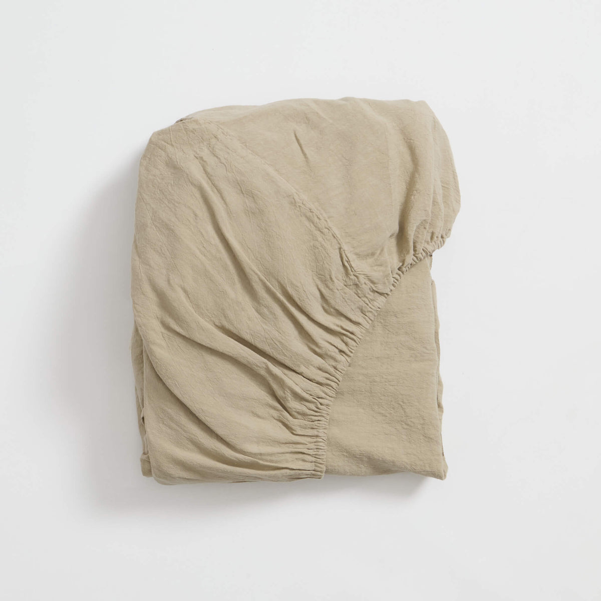 Washed Linen Cotton Fitted Sheet  - Taupe