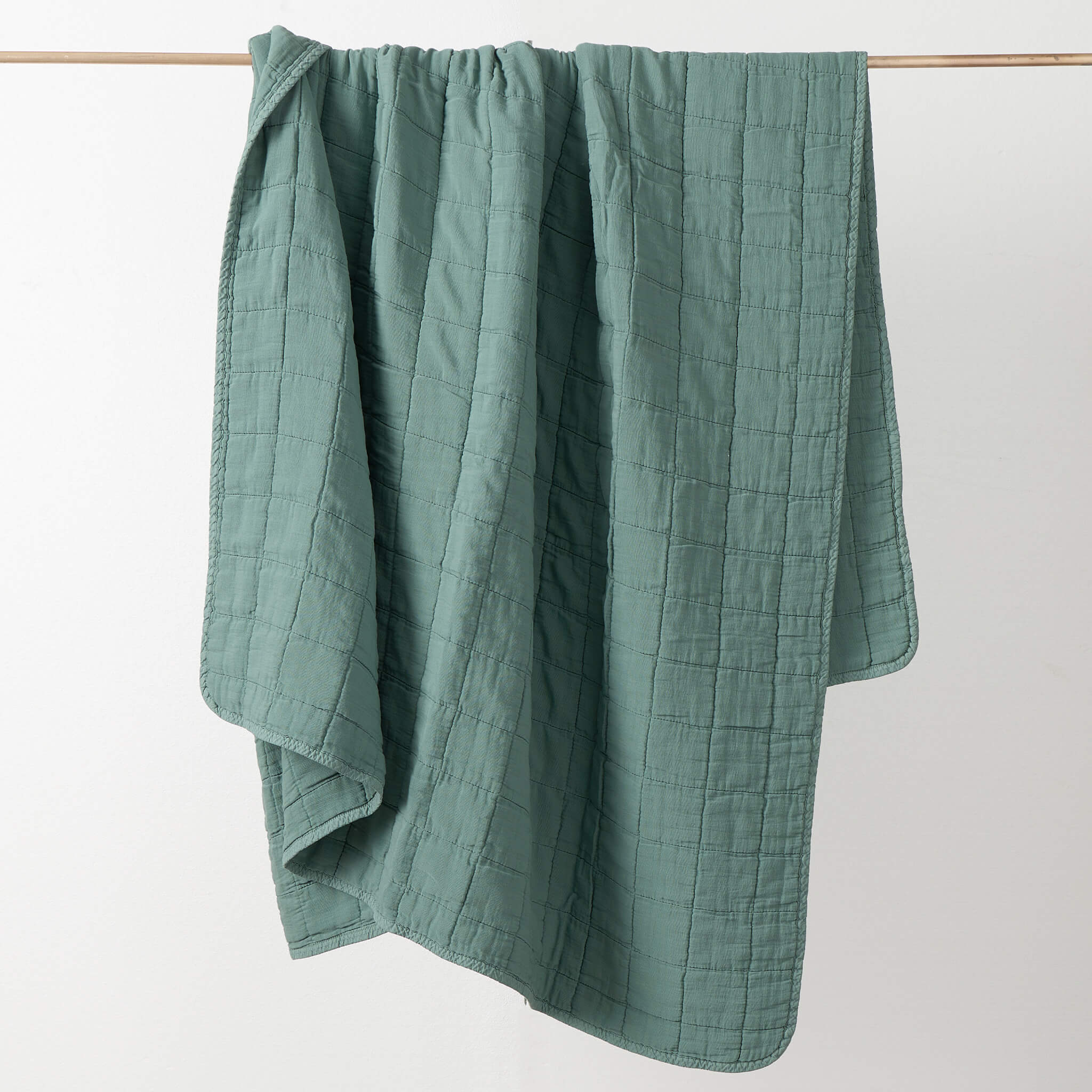 Square Quilted Gauze Blanket - Teal