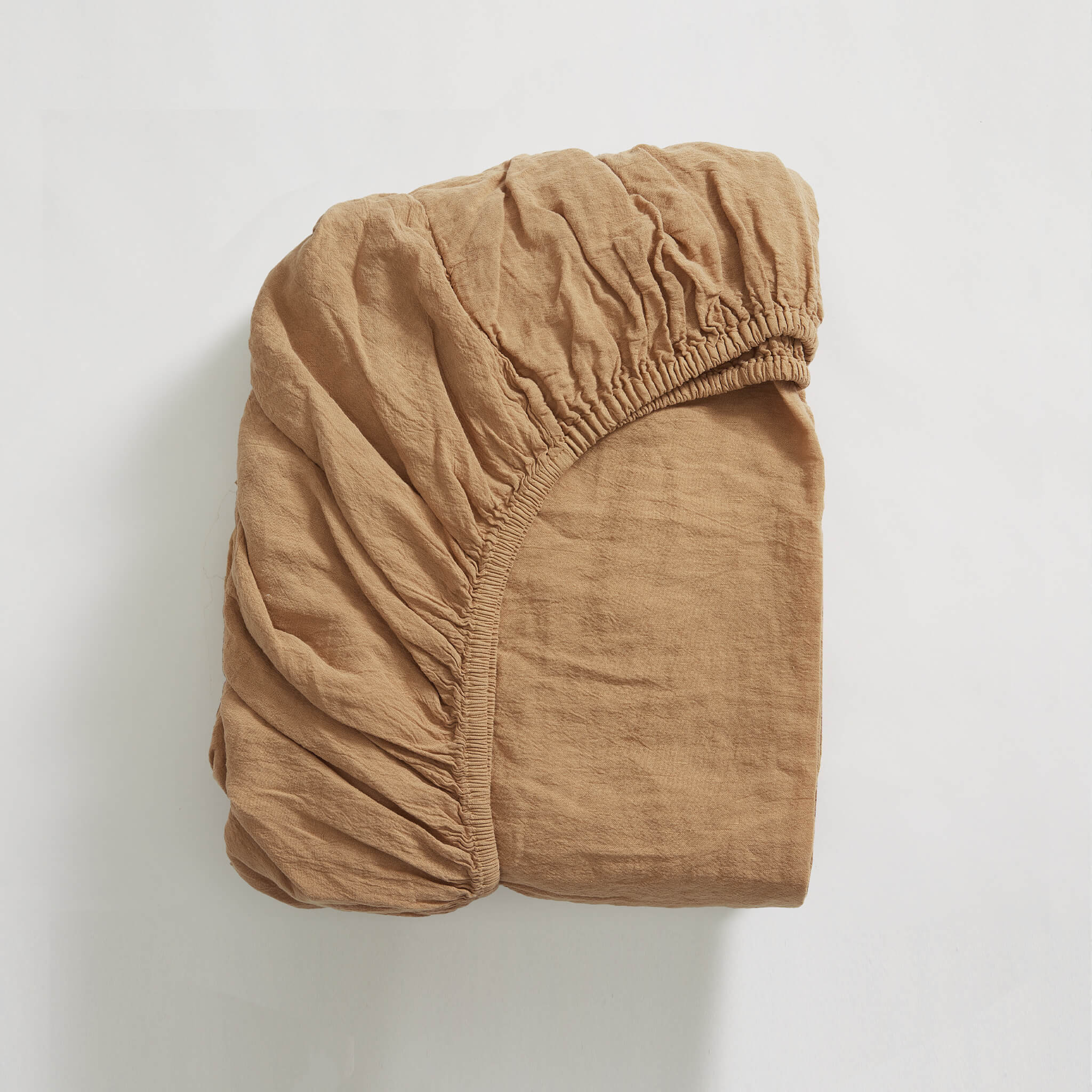 Washed Linen Cotton Fitted Sheet  - Soft Terracotta