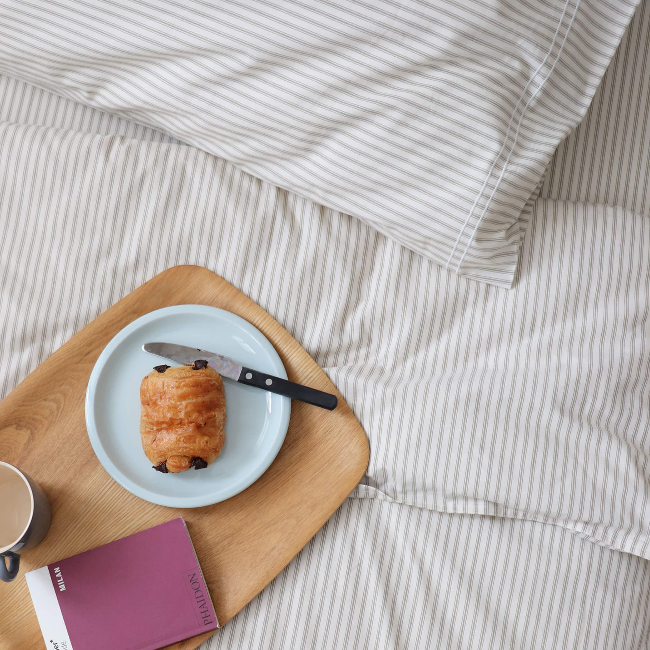 Ticking Stripe Ecru/French Grey Duvet Cover