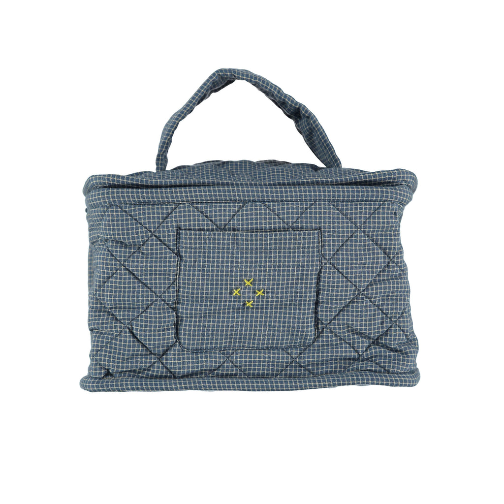 Beauty/Toiletry Bag in Mini Check Blue