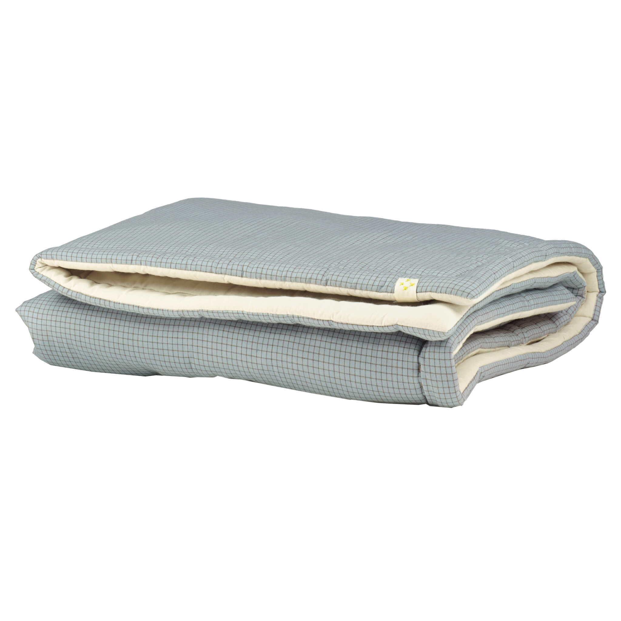 Reversible Light Blue + Coco Check Cot Blanket