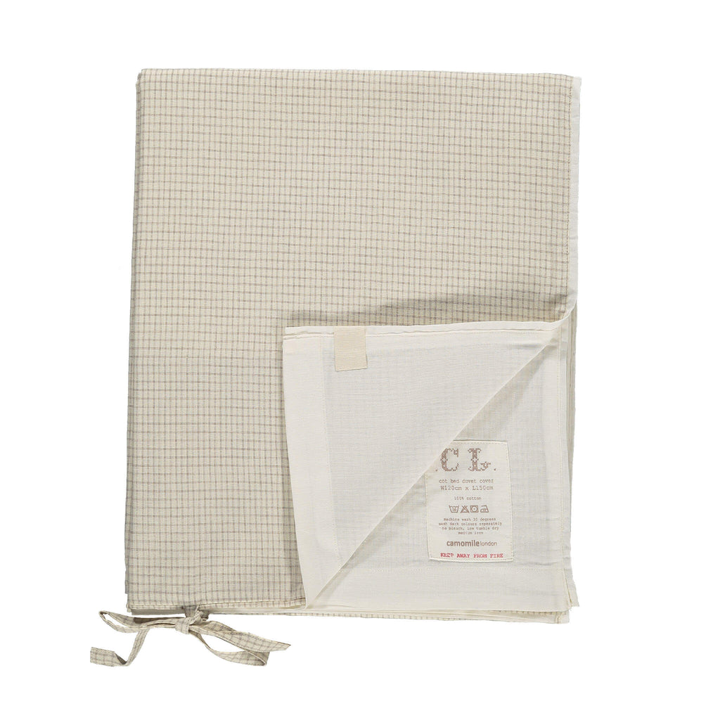 Double check ivory and clay folded duvet cover organic cotton bedding camomile london