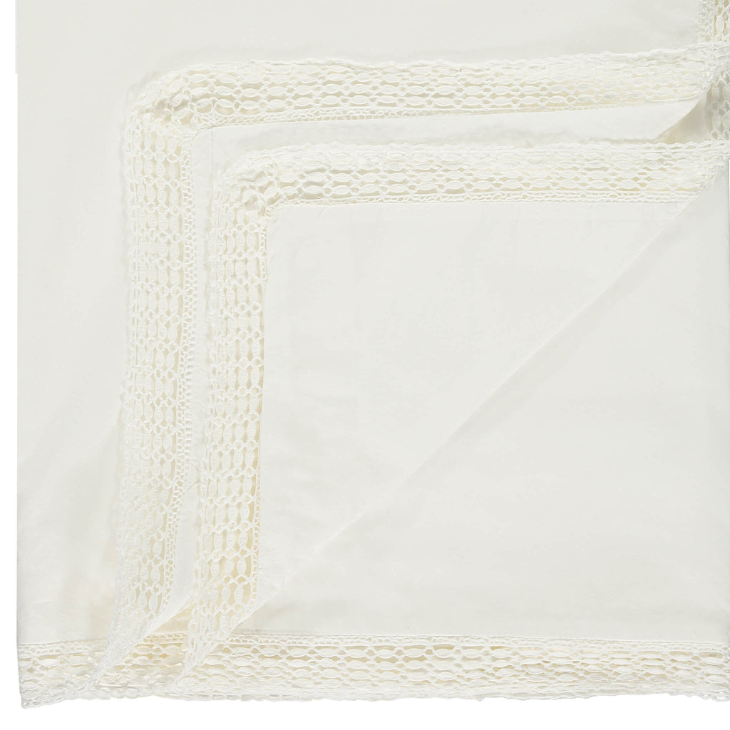 Organic Cotton Percale Lace Ivory Duvet Cover