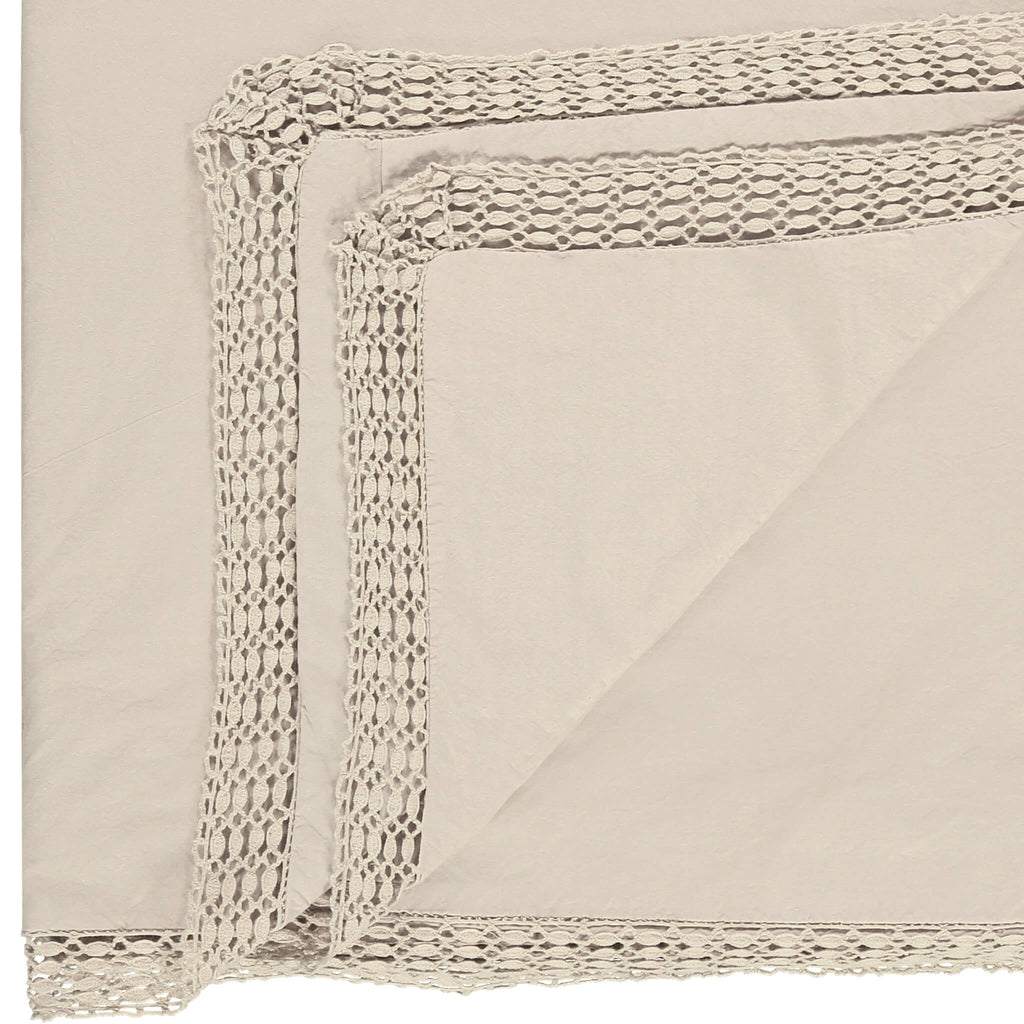 Organic Cotton Percale lace Stone Duvet Cover