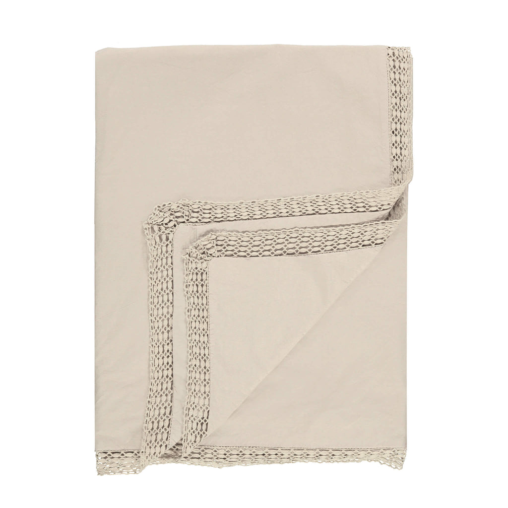 Organic Cotton Percale lace Stone Duvet Cover