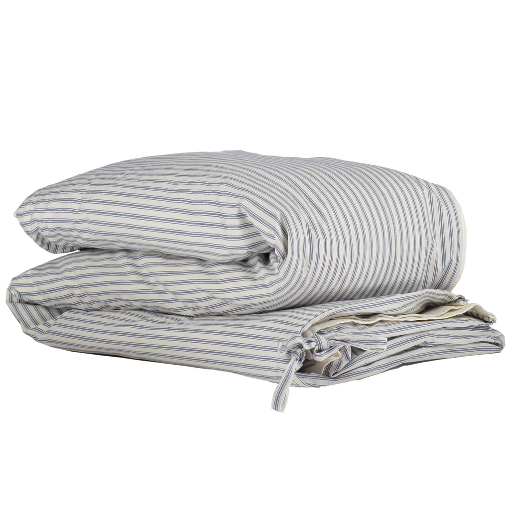 Blue Ticking Stripe Duvet Cover Camomile London