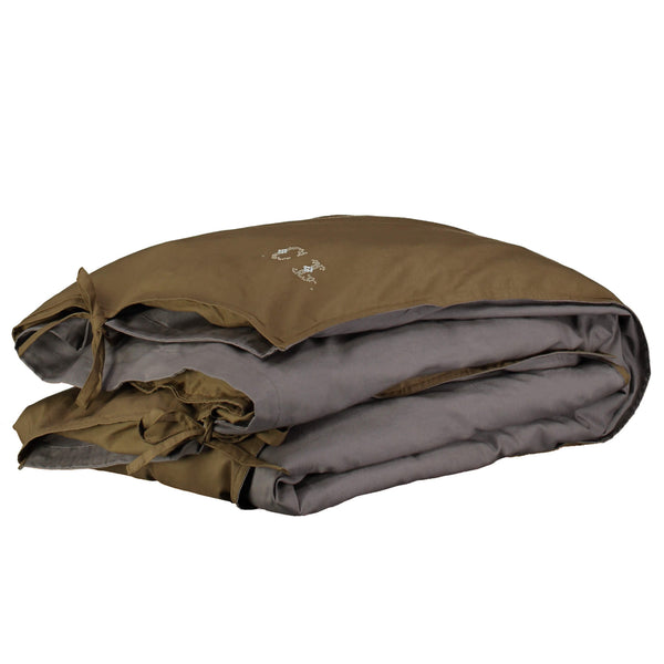 Organic Cotton Reversible Duvet Cover - Olive/Grey