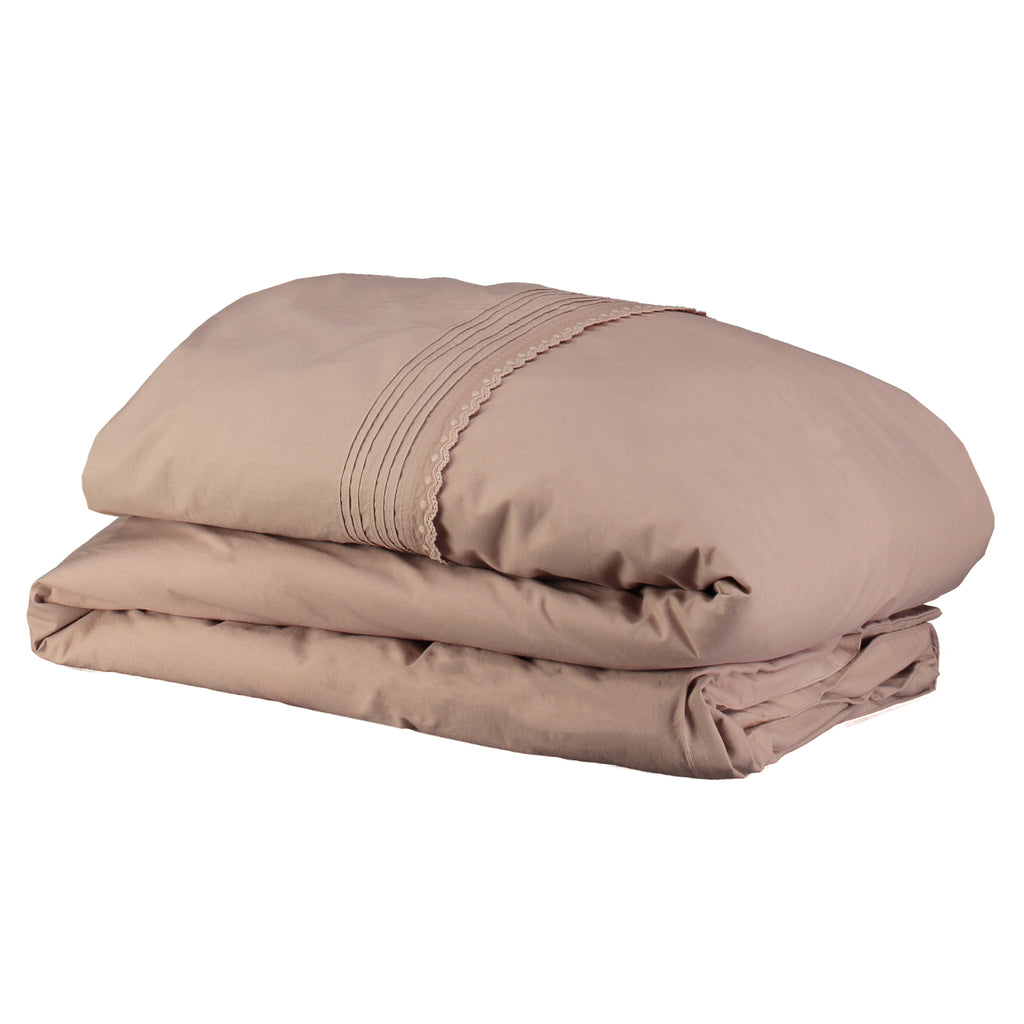 Clay Pink Pin Tuck Embroidered Duvet Cover