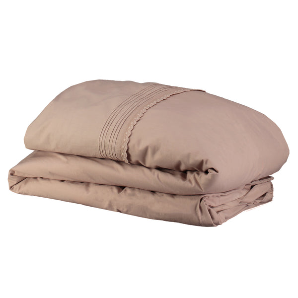 Clay Pink Pin Tuck Embroidered Duvet Cover