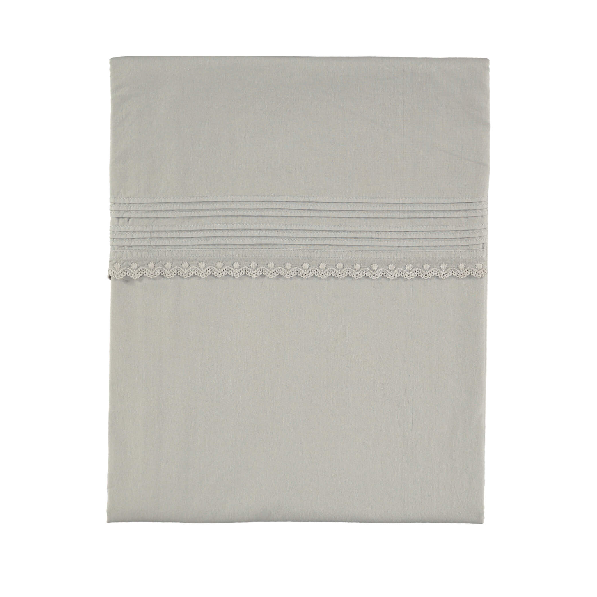 Pin Tuck Embroidered Duvet Cover - Feather Grey