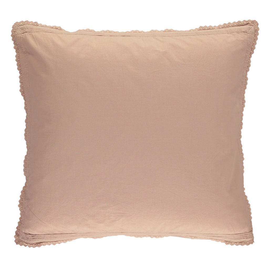 Pin Tuck Embroidered Edge Pillowcase - Clay Pink