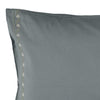 Blue/ grey leaf embroidered pillowcase in 100% soft cotton bedding by camomile london
