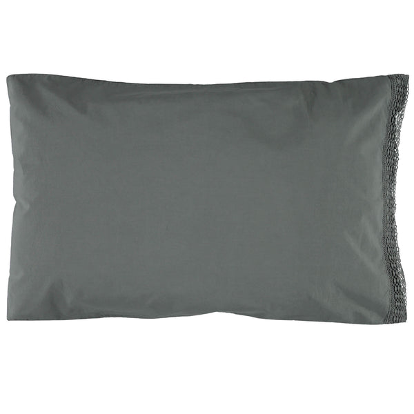 Organic Cotton Percale Petrol Lace Edge Pillowcase