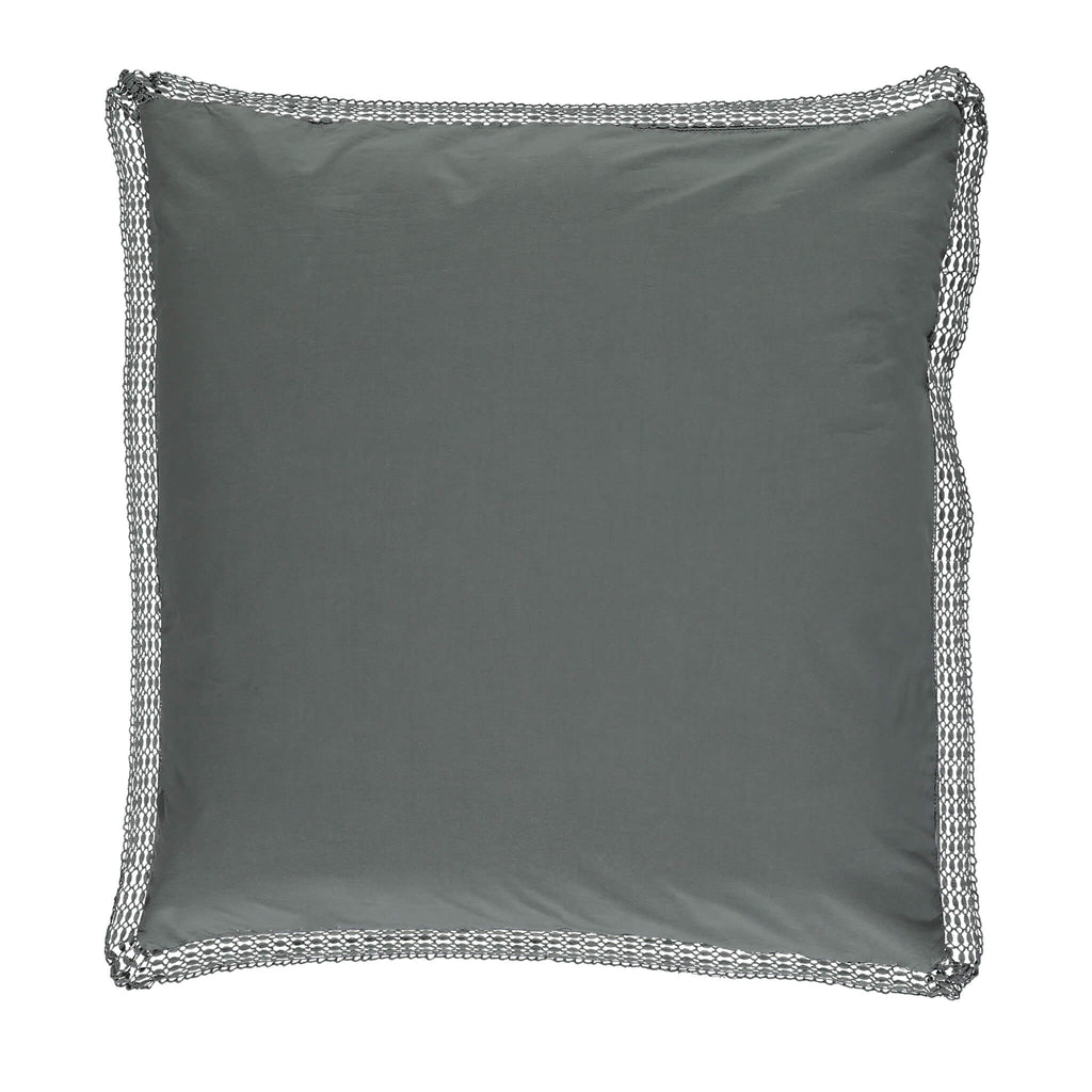Organic Cotton Percale Petrol Lace Oxford Pillowcase