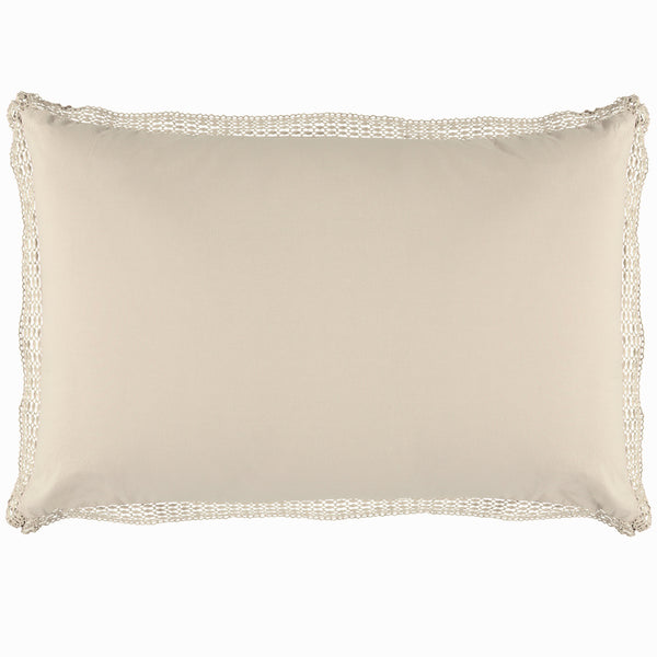 Organic Cotton Percale Stone Lace Oxford Pillowcase