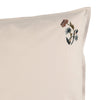 Stone pillowcase with mink, olive and blue botanical embroidery victorian inspired bedding by camomile london
