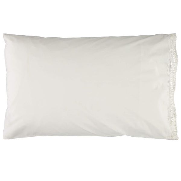 Organic Cotton Percale Ivory Lace Edge Pillowcase