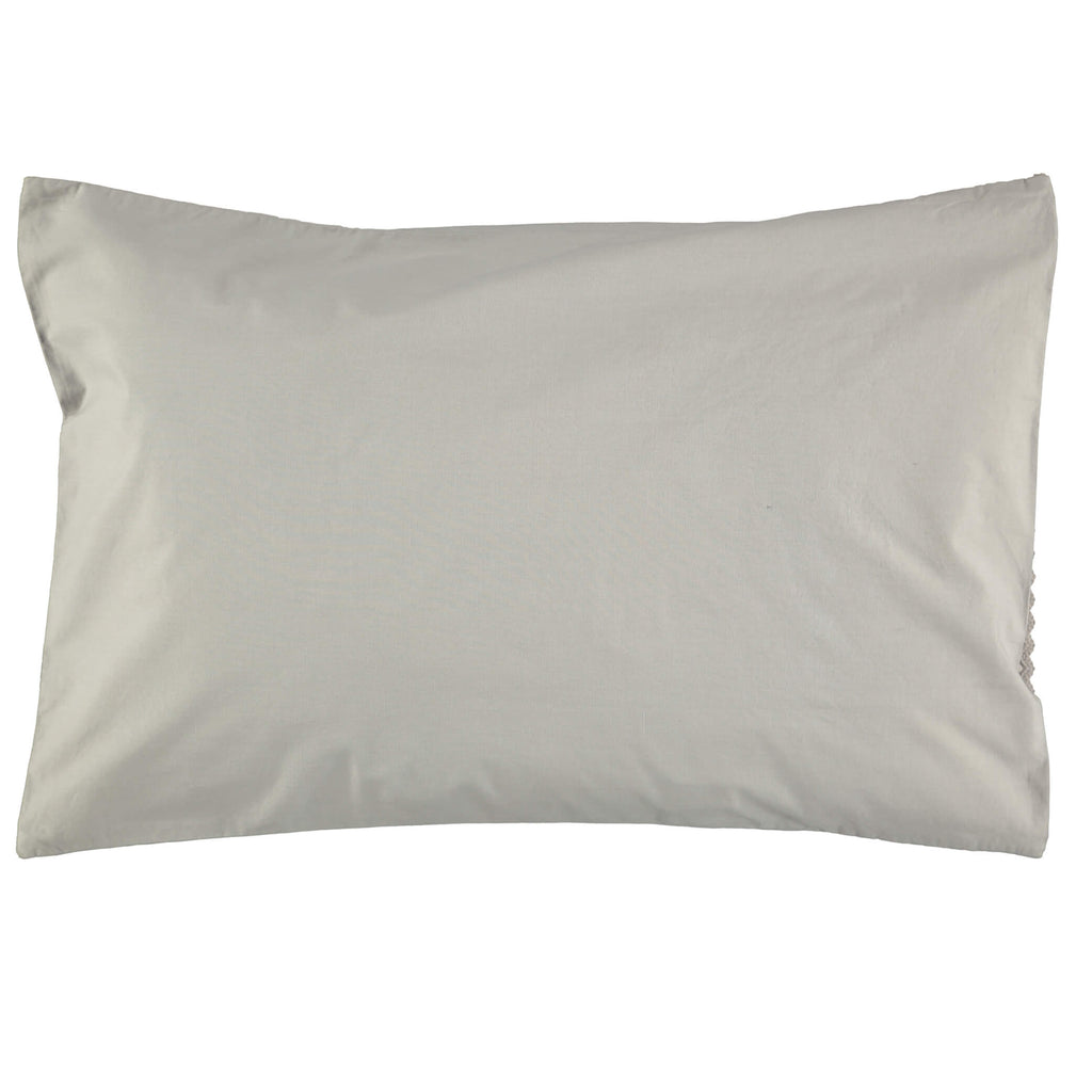 Pin Tuck Embroidered Pillowcase - Feather Grey