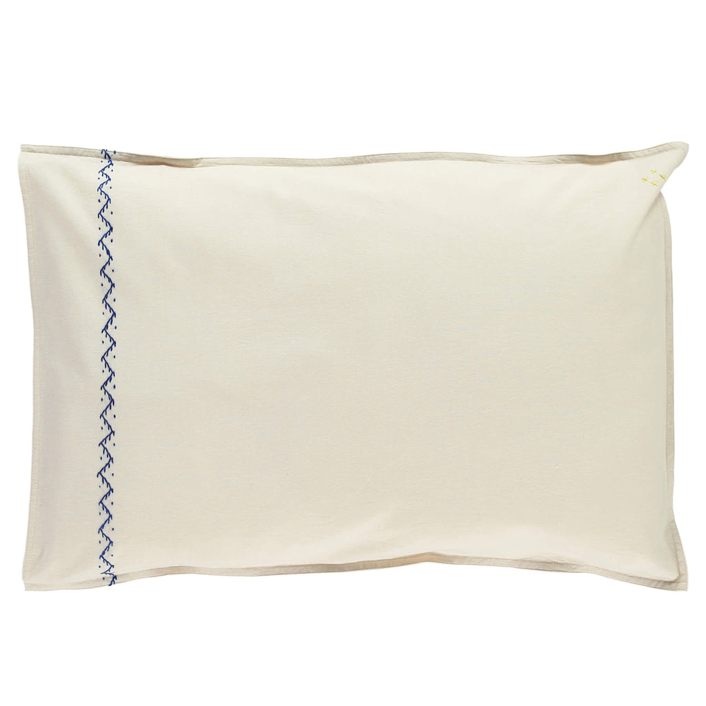 Zig Zag Hand Embroidered Pillowcase