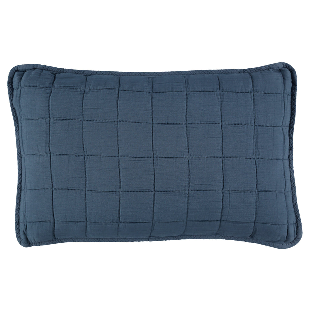 Square Quilted Gauze Cushion Cover - Royal Navy