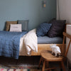 Square Quilted Gauze Cushion Cover - Royal Navy