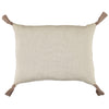Double check ivory and clay padded cushion with zig zag embroidery and mink tassels organic cotton bedding camomile london