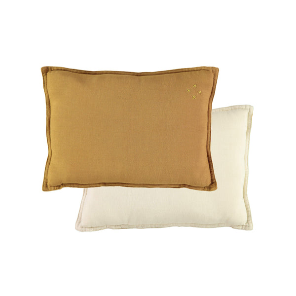 Camomile Padded Cushion - Ochre and Stone