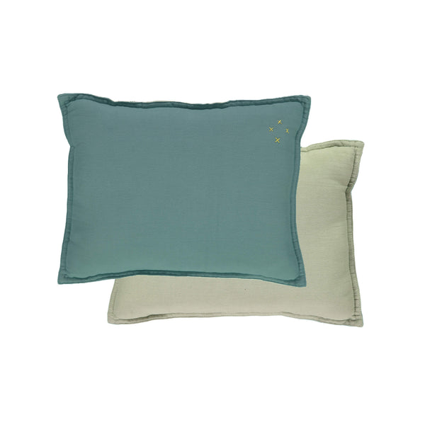Camomile Padded Cushion - Teal and Mint