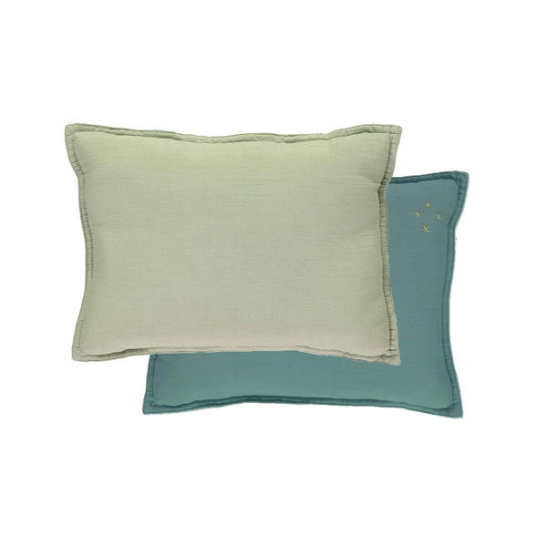 Camomile Padded Cushion - Teal and Mint