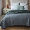 Kantha Cross Stitch Blanket - Blue Grey/ Dark Green